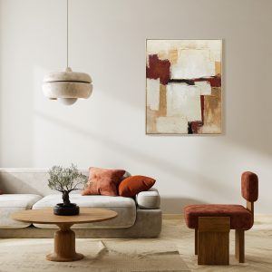 living room interior mock up with modern furnitures. Poster frame mock up in modern interior design. 3D illustration